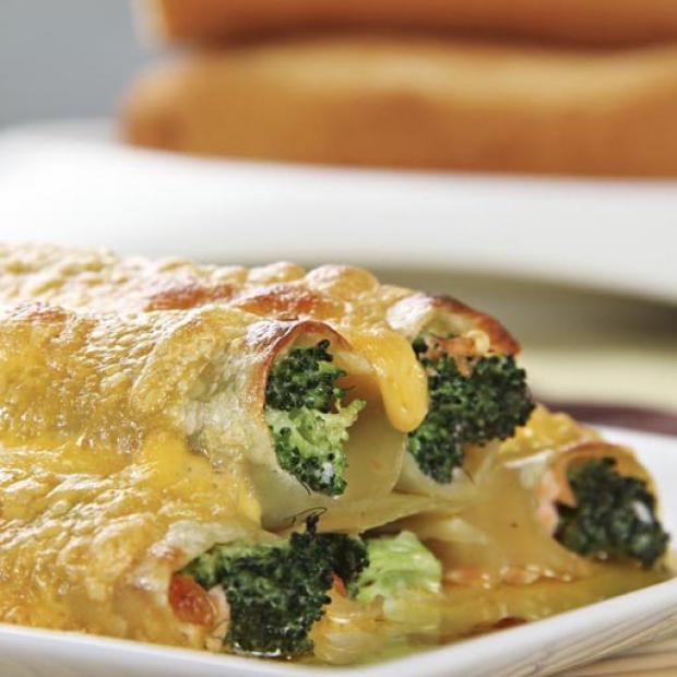 receta Canelonni rellenos de salmon y brócoli